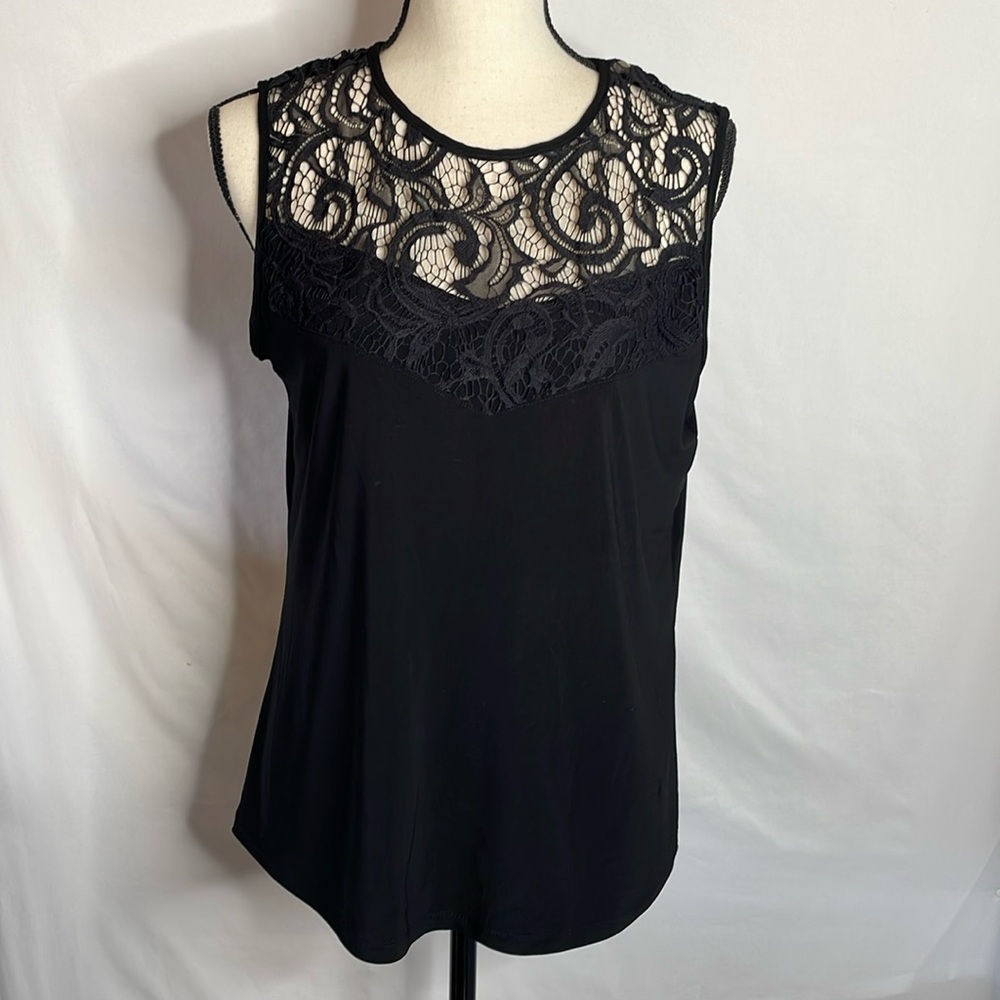 Anne Klein black lace blouse size medium‎ tank top shirt